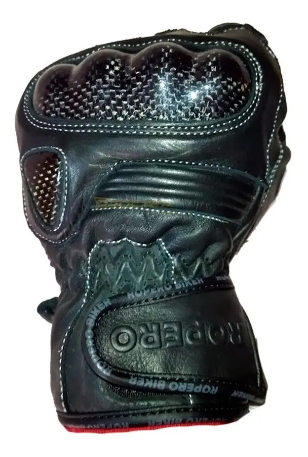 Guantes En Cuero Con Protección En Fibra De Carbono