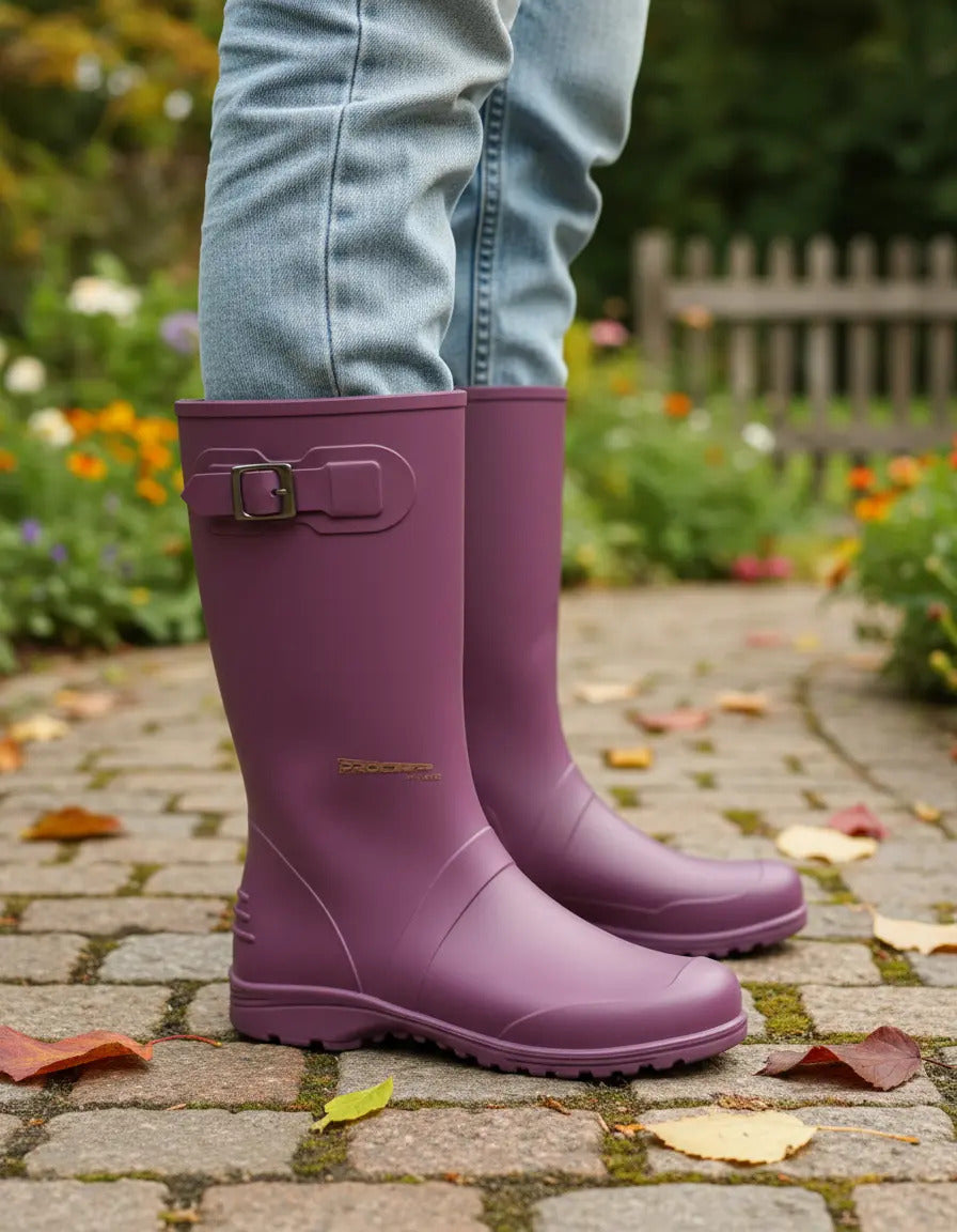 Botas Dama Para La Lluvia Hebilla Caucho Impermeables