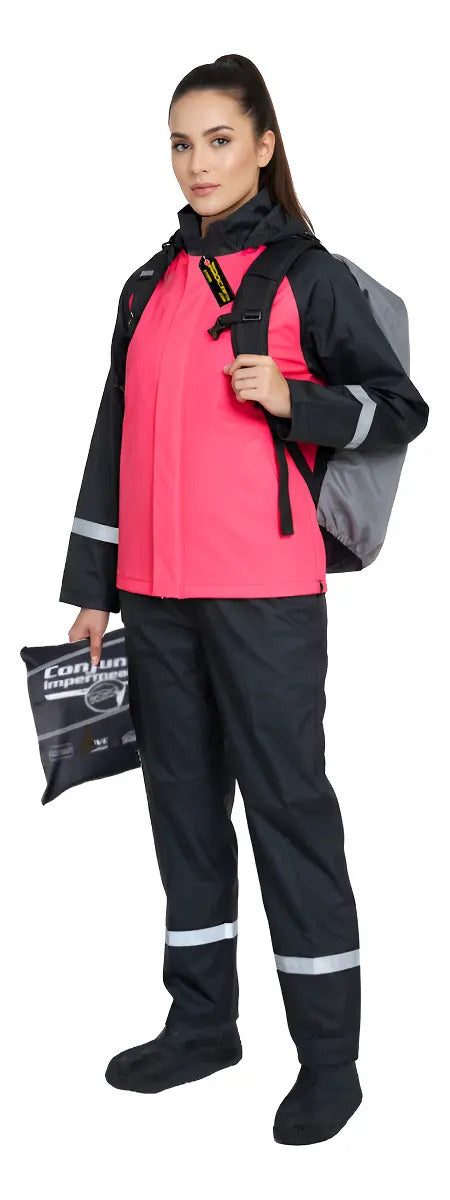 Combo Traje Impermeable 4 Piezas Dama + Protector De Maleta