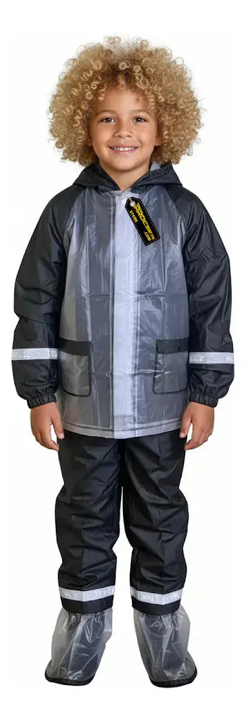 Impermeable Para Niños Con Zapatones Y Bolsilo Moto Ciclismo