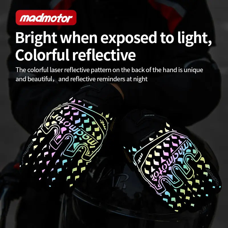 Guantes Madmotor Mt-40 Reflectivos Y Protección En Nudillos