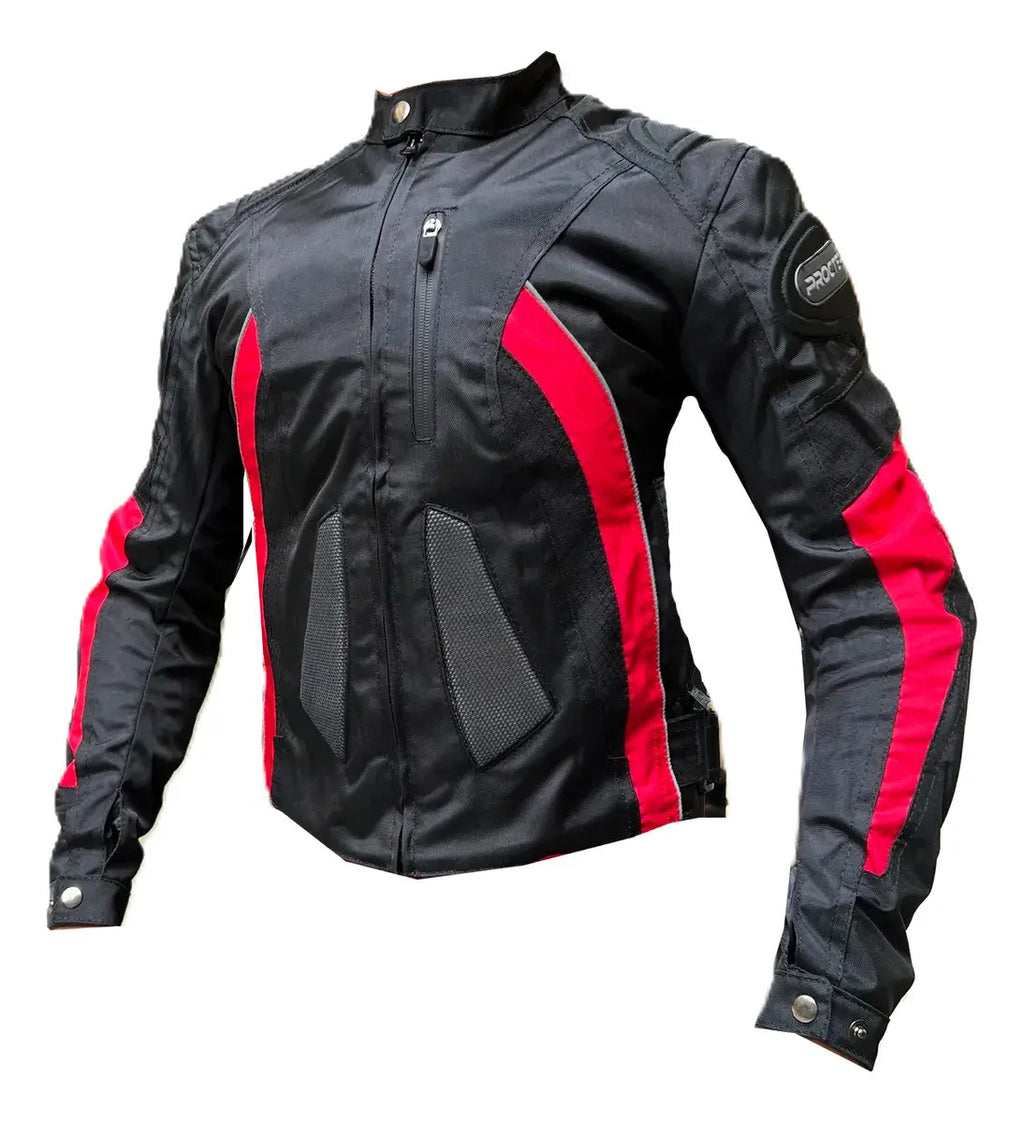 Chaqueta Con Protecciones Y Reflectiva Lona Mujer Moto Dama