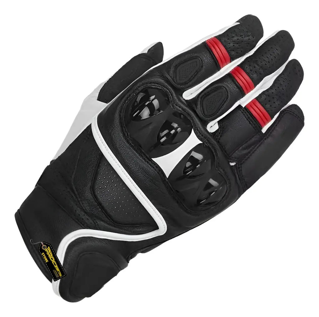 Guantes Cuero Deportivos Caña Media Para Motociclistas
