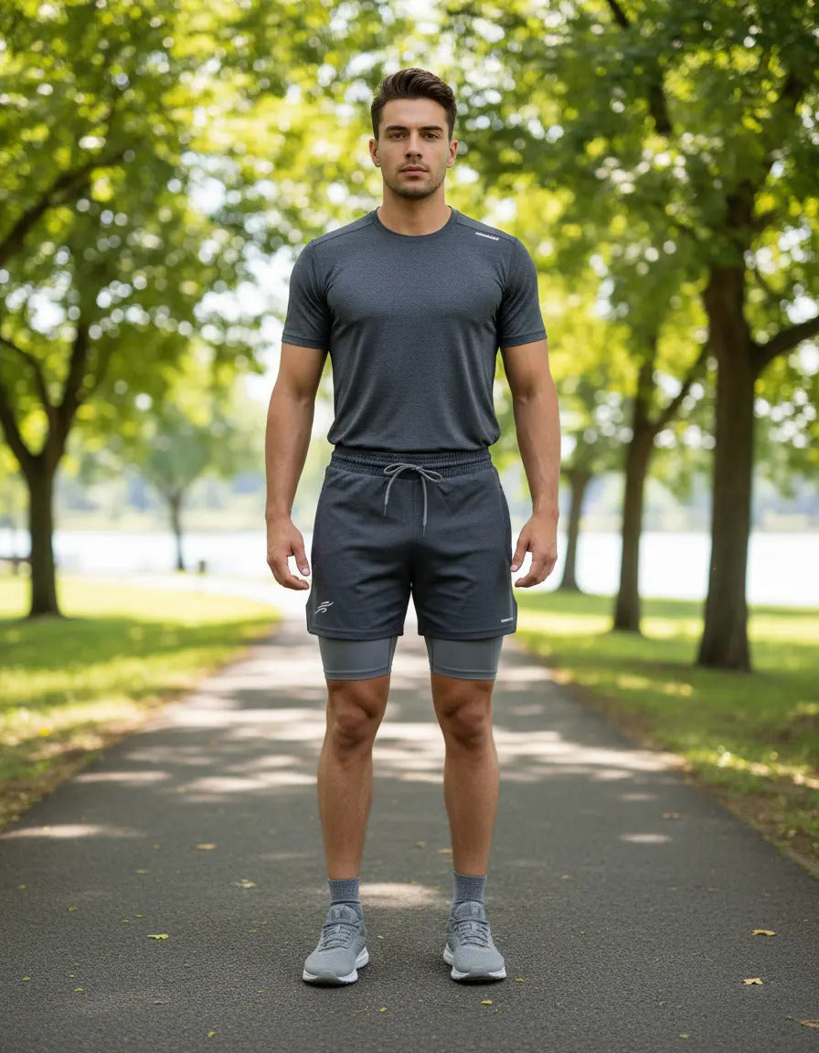 Pantaloneta Con Licra Interna Corta Gym Short  Media Pierna