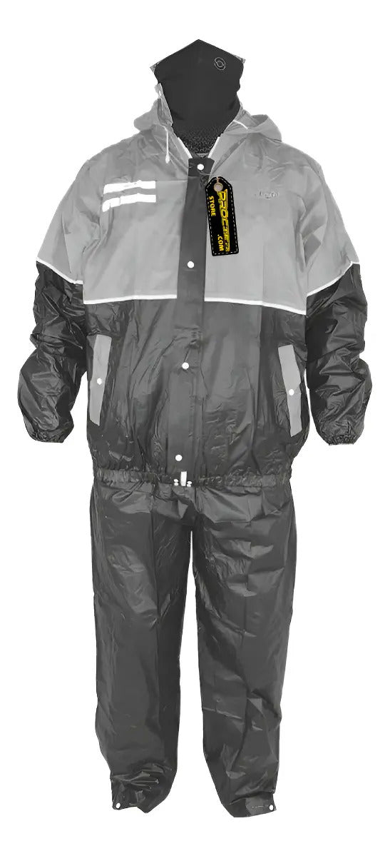 Impermeable Para Motociclista Con Capota Y Bolsillos