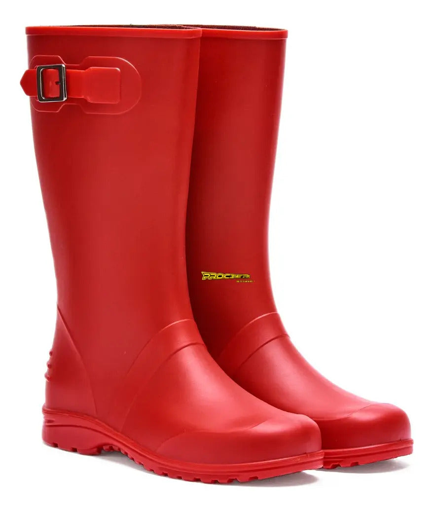 Botas Dama Para La Lluvia Hebilla Caucho Impermeables