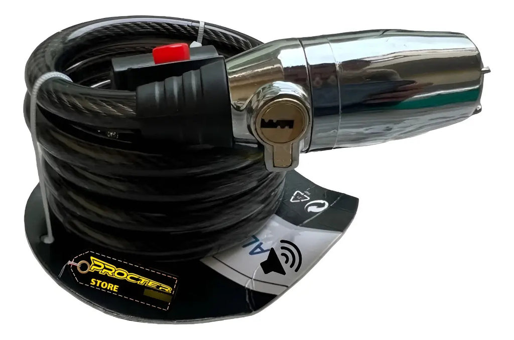 Candado Guaya Llave Con Alarma Y Soporte Bicicleta Moto