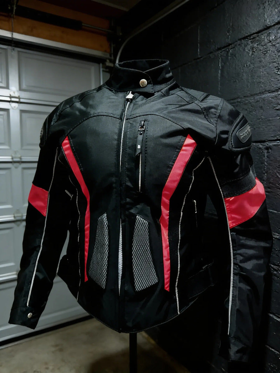 Chaqueta Con Protecciones Y Reflectiva Lona Mujer Moto Dama