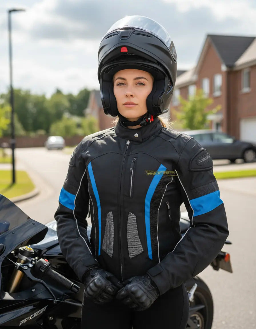 Chaqueta Con Protecciones Y Reflectiva Lona Mujer Moto Dama