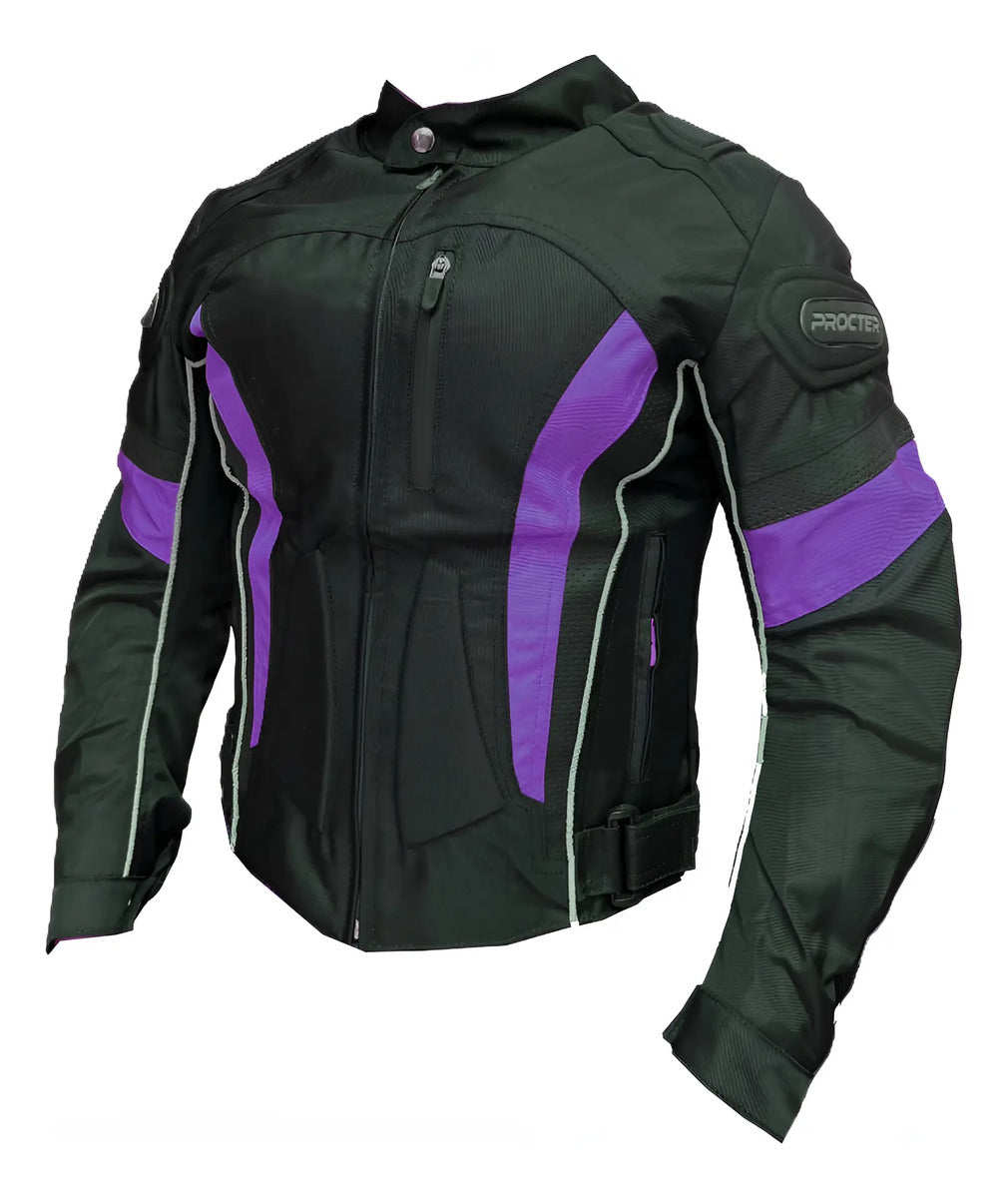 Chaqueta Con Protecciones Y Reflectiva Lona Mujer Moto Dama