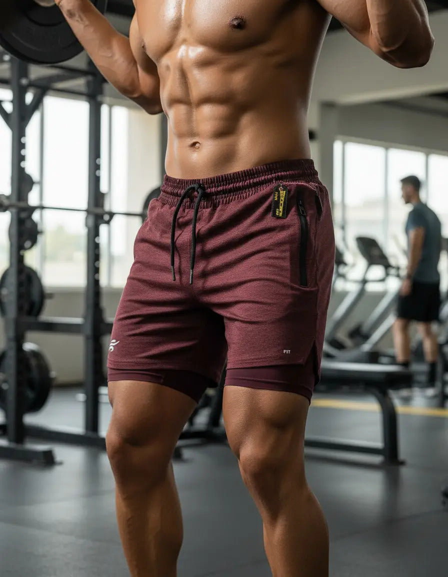 Pantaloneta Con Licra Interna Corta Gym Short  Media Pierna