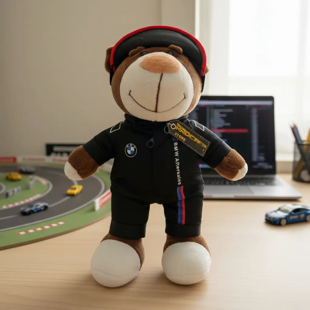 Oso De Peluche Motero Motocicleta Modelo Lona