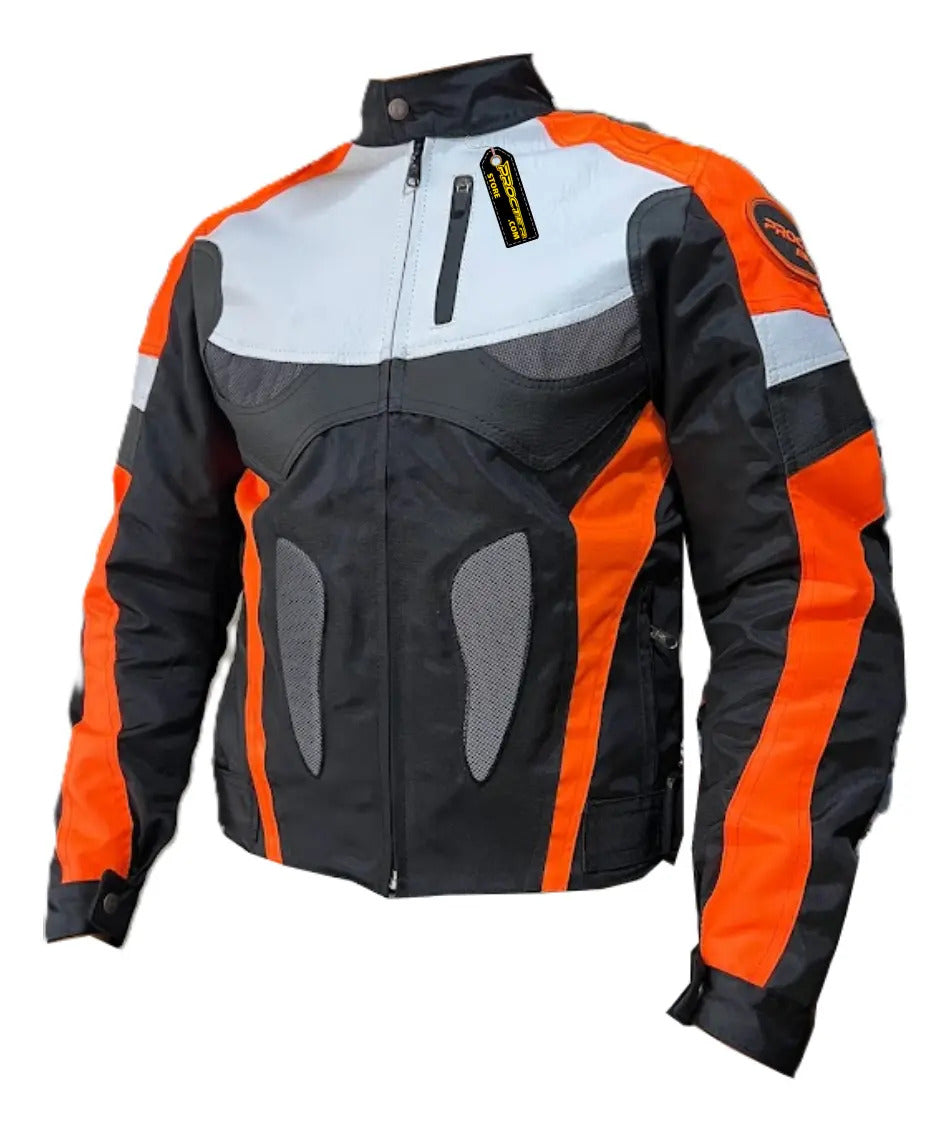 Chaqueta Protecciones Y Reflectiva Lona Cuerotex Moto Envío