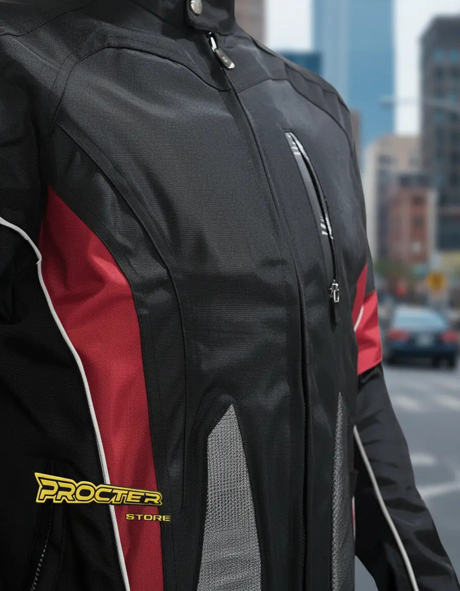 Chaqueta Protecciones Y Reflectiva Lona Cuerotex Moto Envío