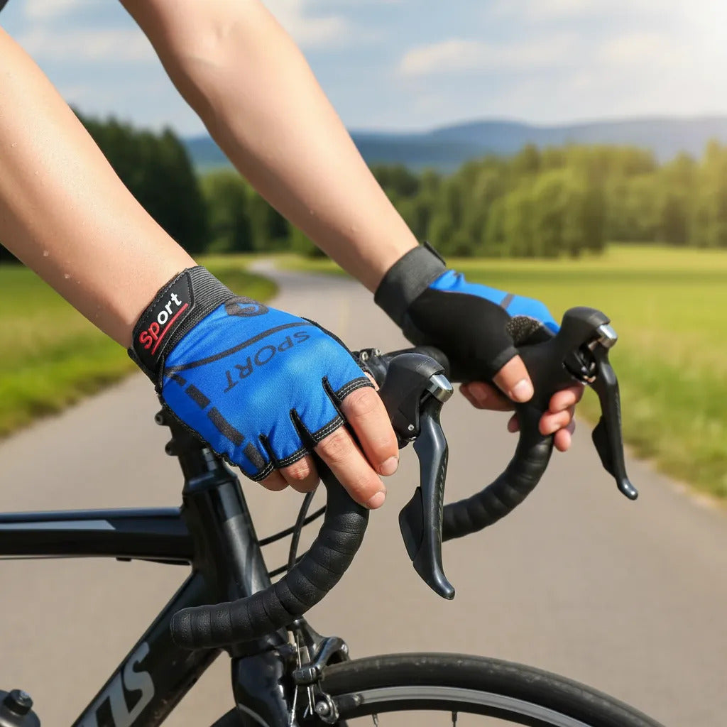 Guantes Cortos Medio Dedo Palma Antideslizante Ciclismo