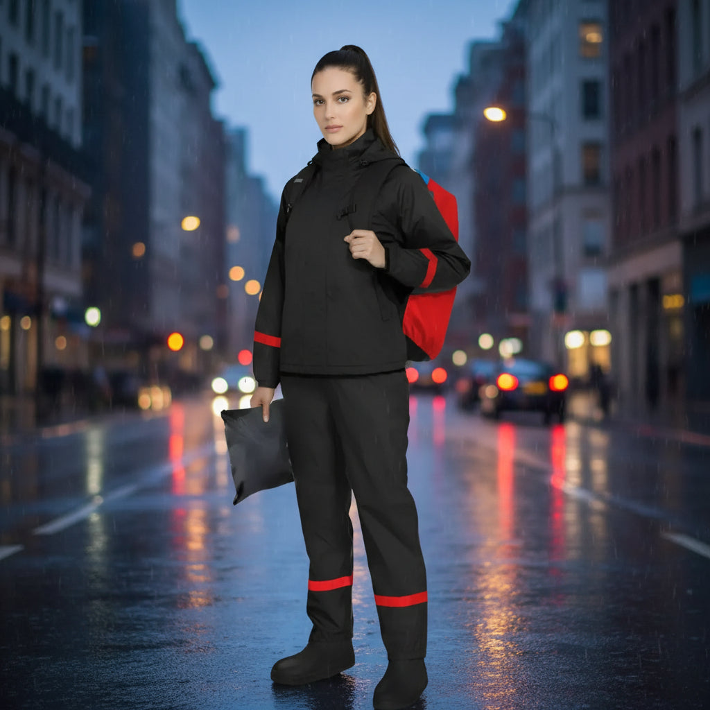 Combo Traje Impermeable 4 Piezas Dama + Protector De Maleta
