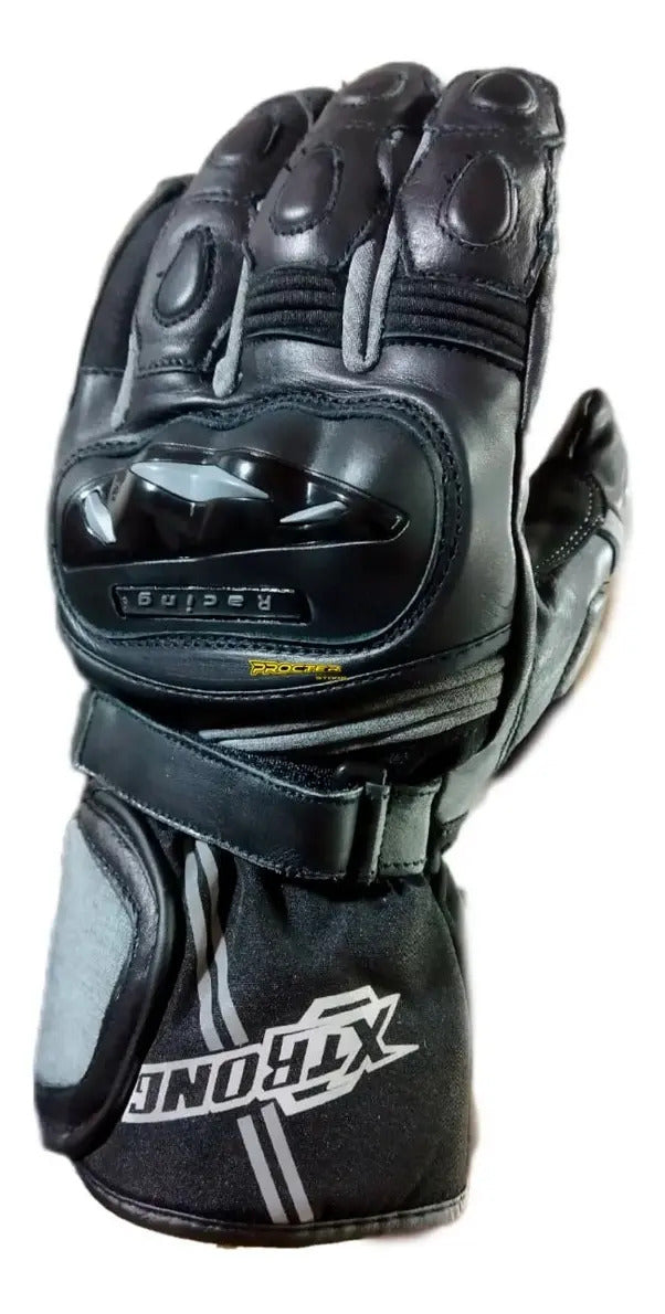 Guantes Cuero Moto Caña Larga Con Protección Palma Táctil