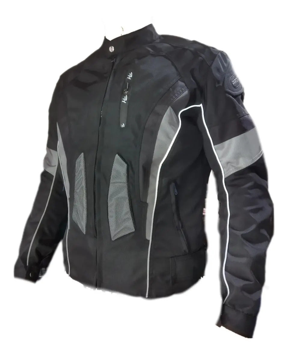 Chaqueta Protecciones Y Reflectiva Lona Cuerotex Moto Envío