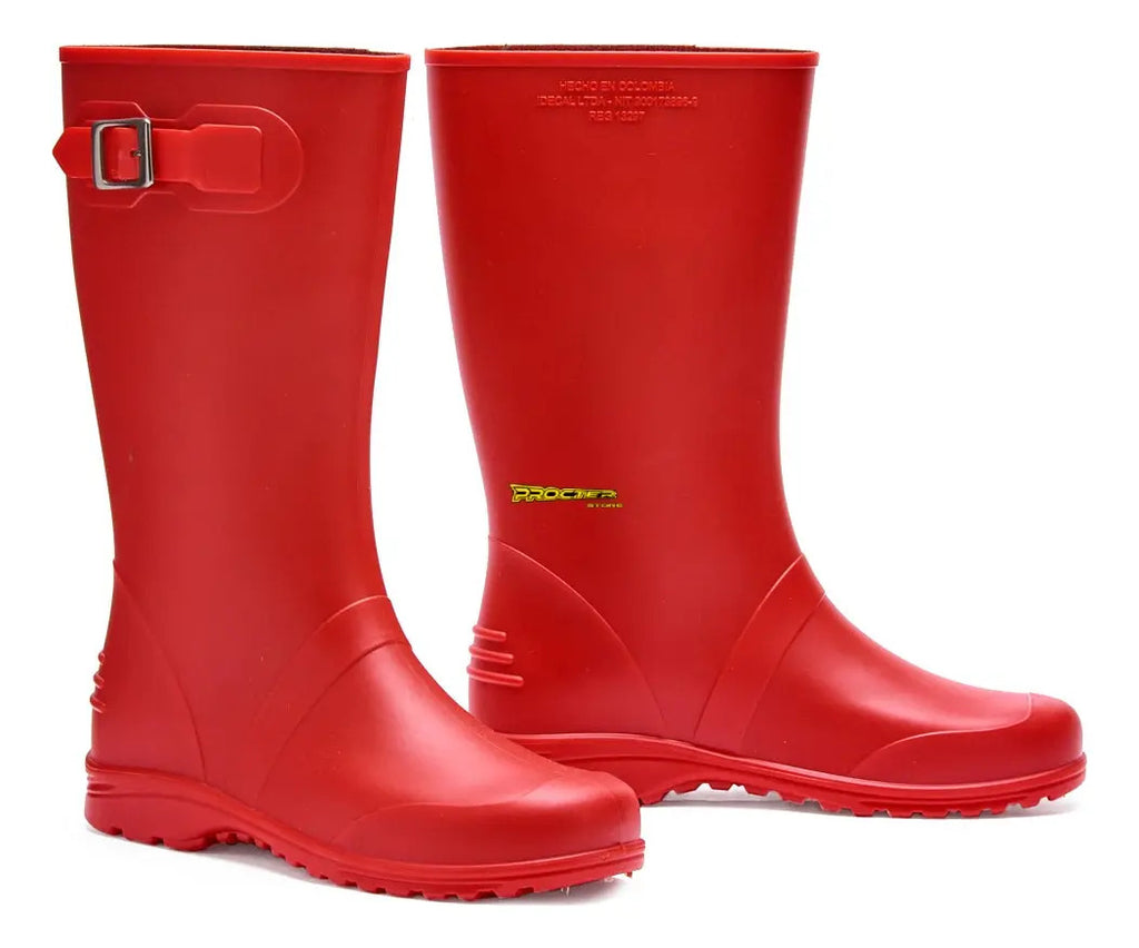 Botas Dama Para La Lluvia Hebilla Caucho Impermeables
