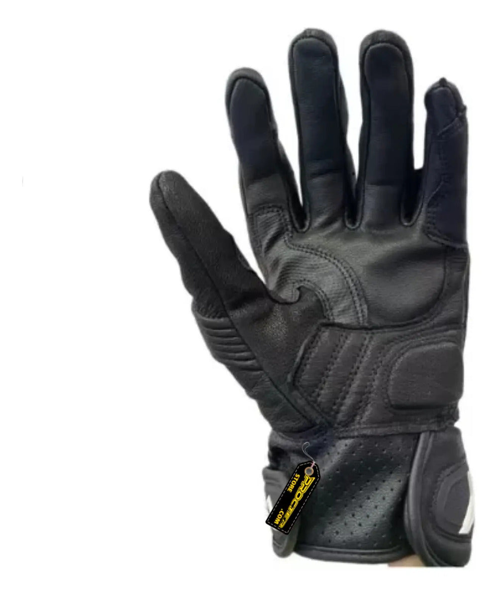 Guantes Cuero Deportivos Caña Media Para Motociclistas
