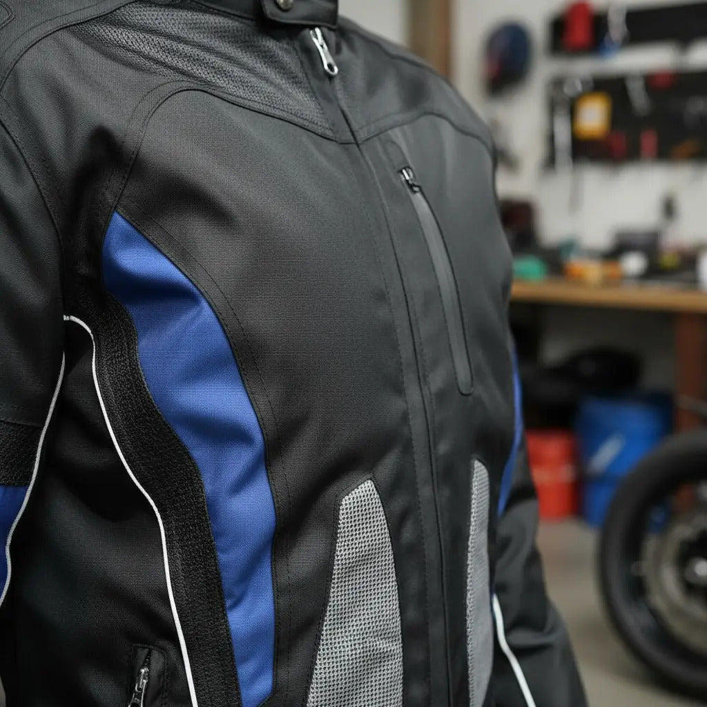 Chaqueta Protecciones Y Reflectiva Lona Cuerotex Moto Envío