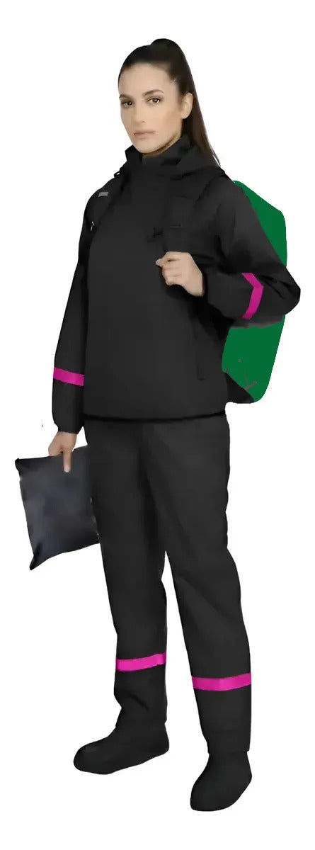 Combo Traje Impermeable 4 Piezas Dama + Protector De Maleta