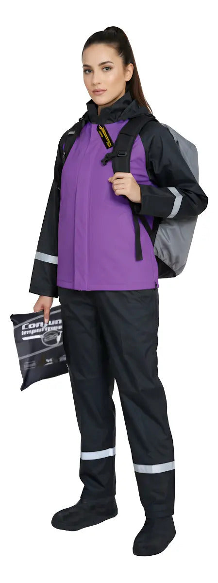 Combo Traje Impermeable 4 Piezas Dama + Protector De Maleta