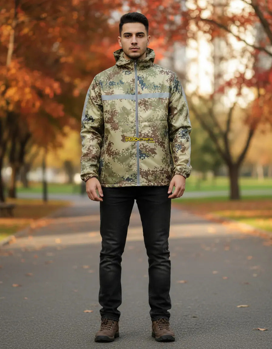 Chaqueta Camuflada Rompevientos Moto Bicicleta Reflectiva