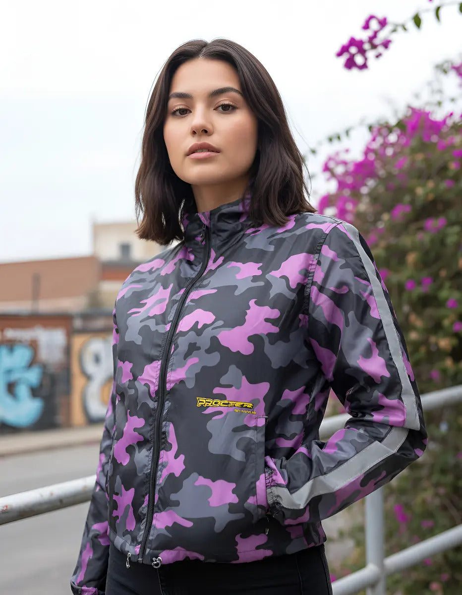 Chaqueta Camuflada Rompevientos Moto Bicicleta Reflectiva