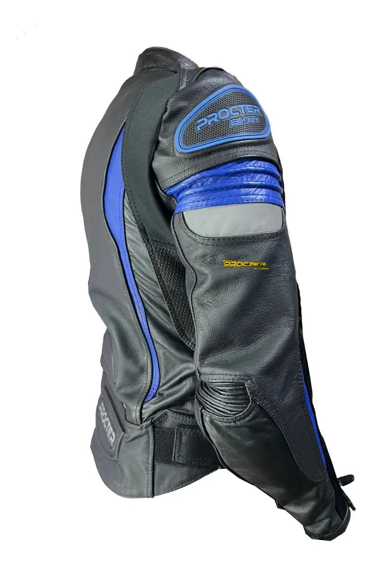 Chaqueta 100% Cuero Protección Reflectiva Moto Fabricación