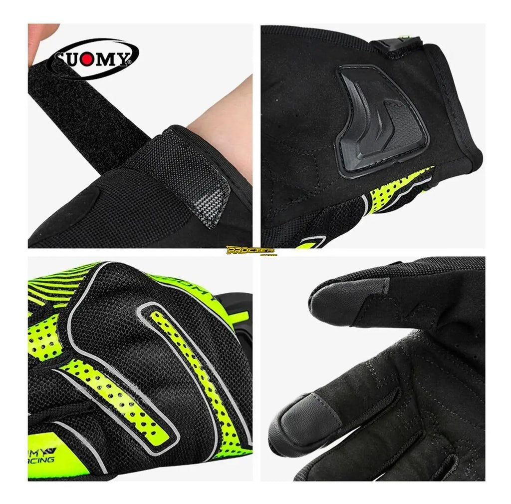 Guantes Para  Moto Tactiles Con Protección Reflectivo Suomy