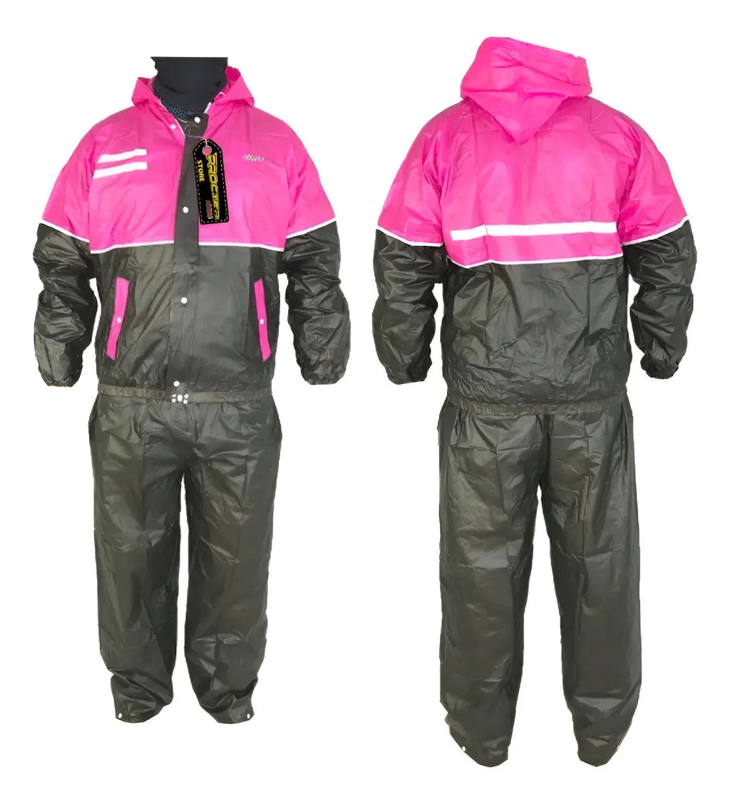 Impermeable Para Motociclista Con Capota Y Bolsillos