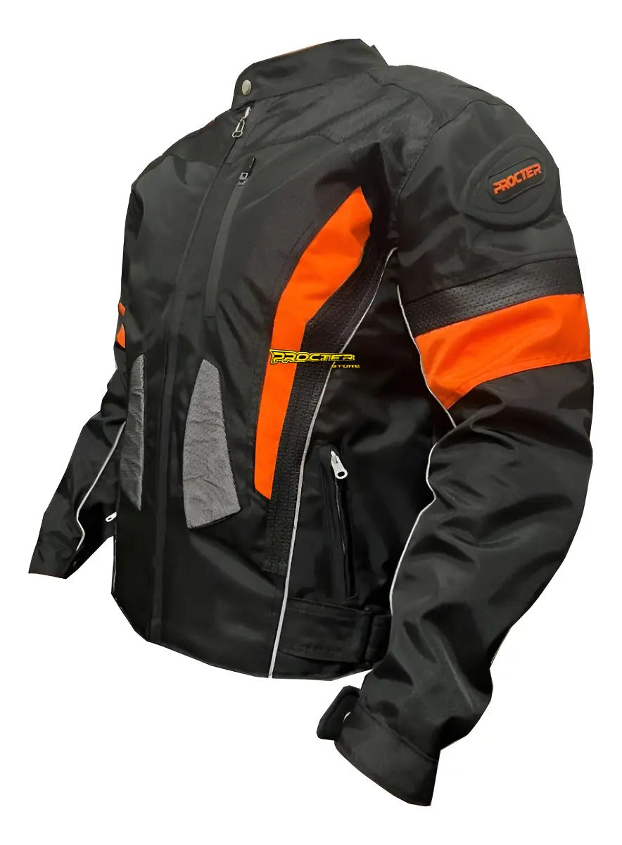Chaqueta Protecciones Y Reflectiva Lona Cuerotex Moto Envío