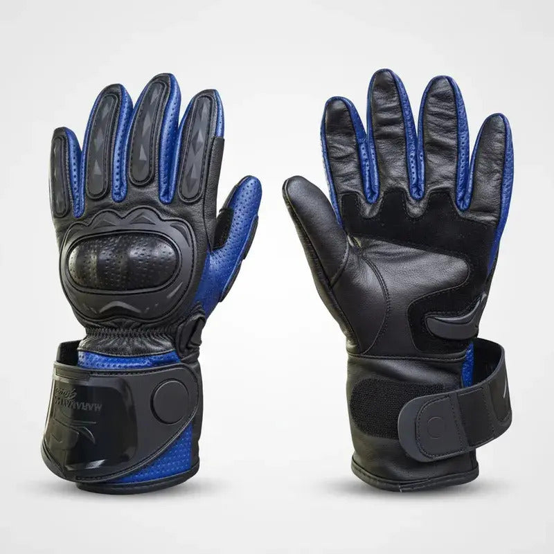 Guantes 100% Cuero Para Moto Caña Larga Con Protecciones