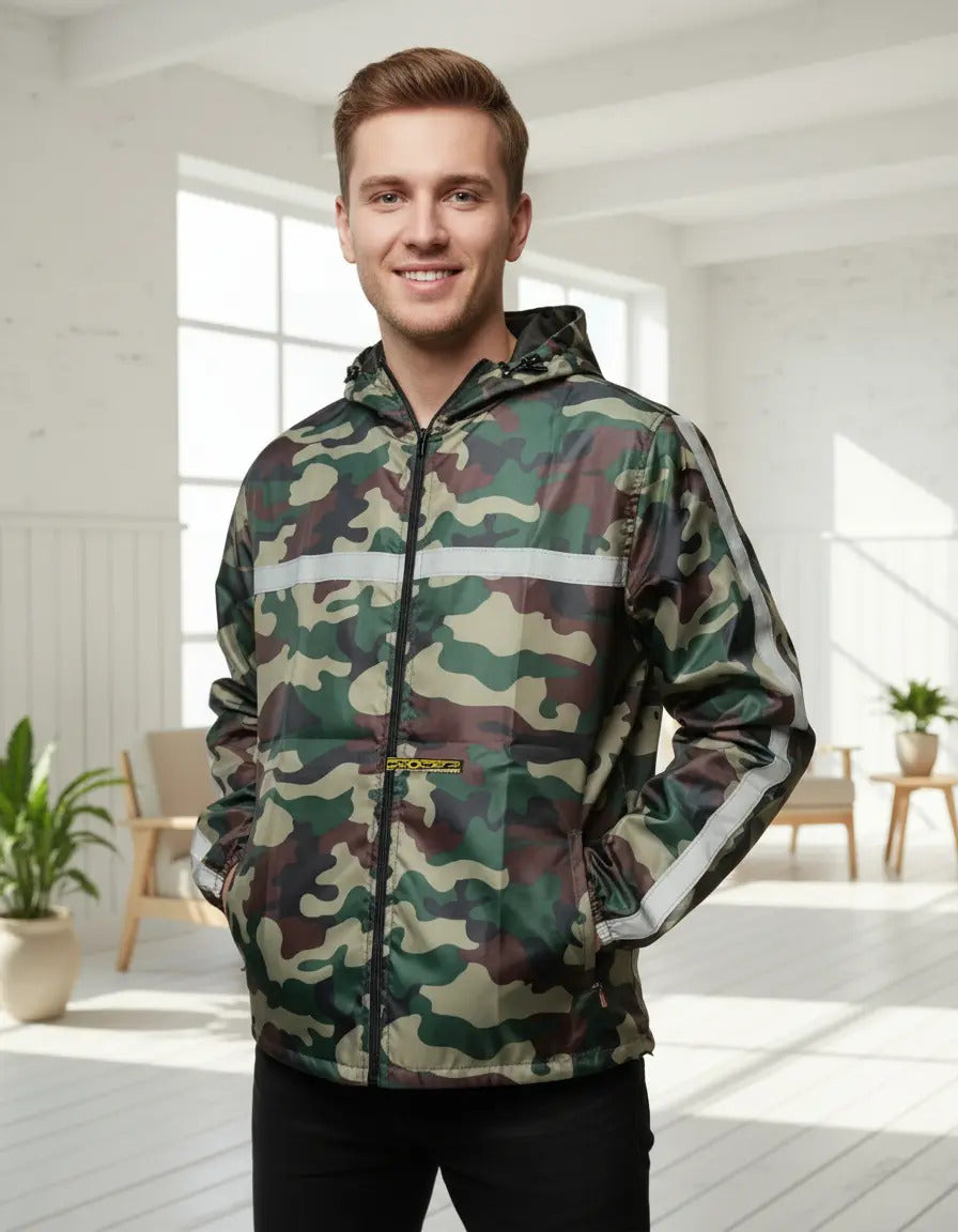 Chaqueta Camuflada Rompevientos Moto Bicicleta Reflectiva