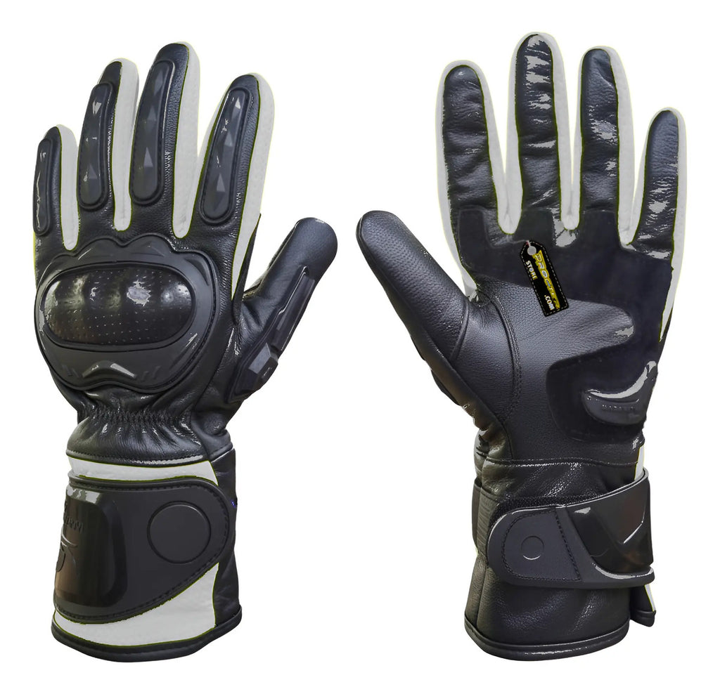 Guantes 100% Cuero Para Moto Caña Larga Con Protecciones