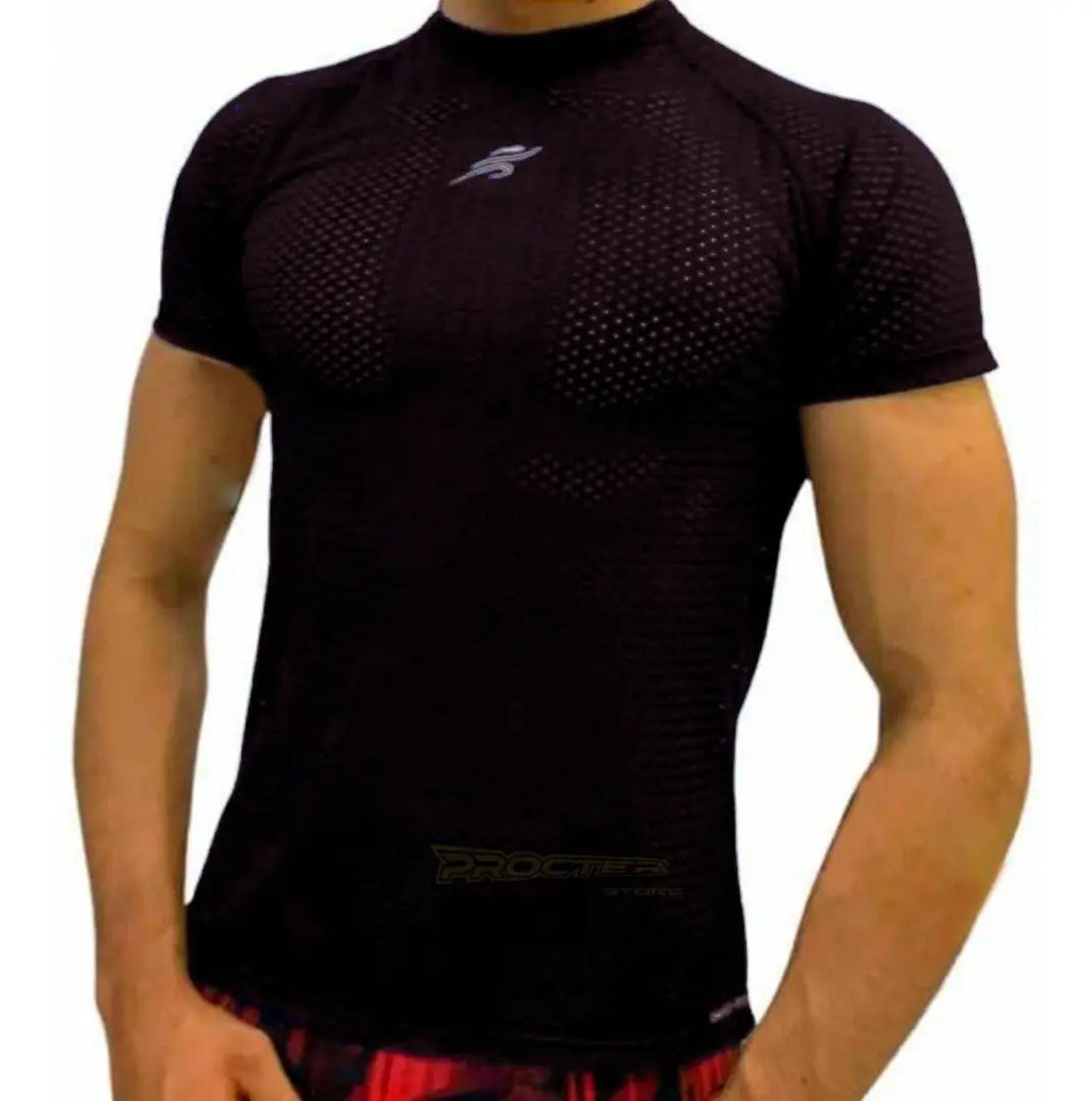 Camiseta En Malla Deportiva Slim Fit Manga Corta Gimnasio