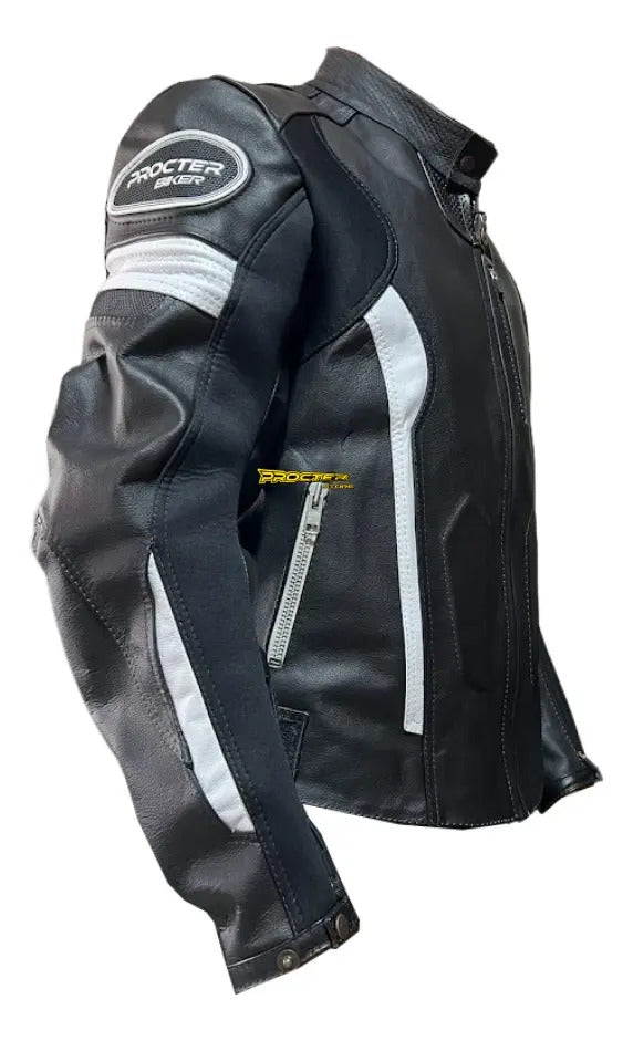 Chaqueta 100% Cuero Protección Reflectiva Moto Procter Msi