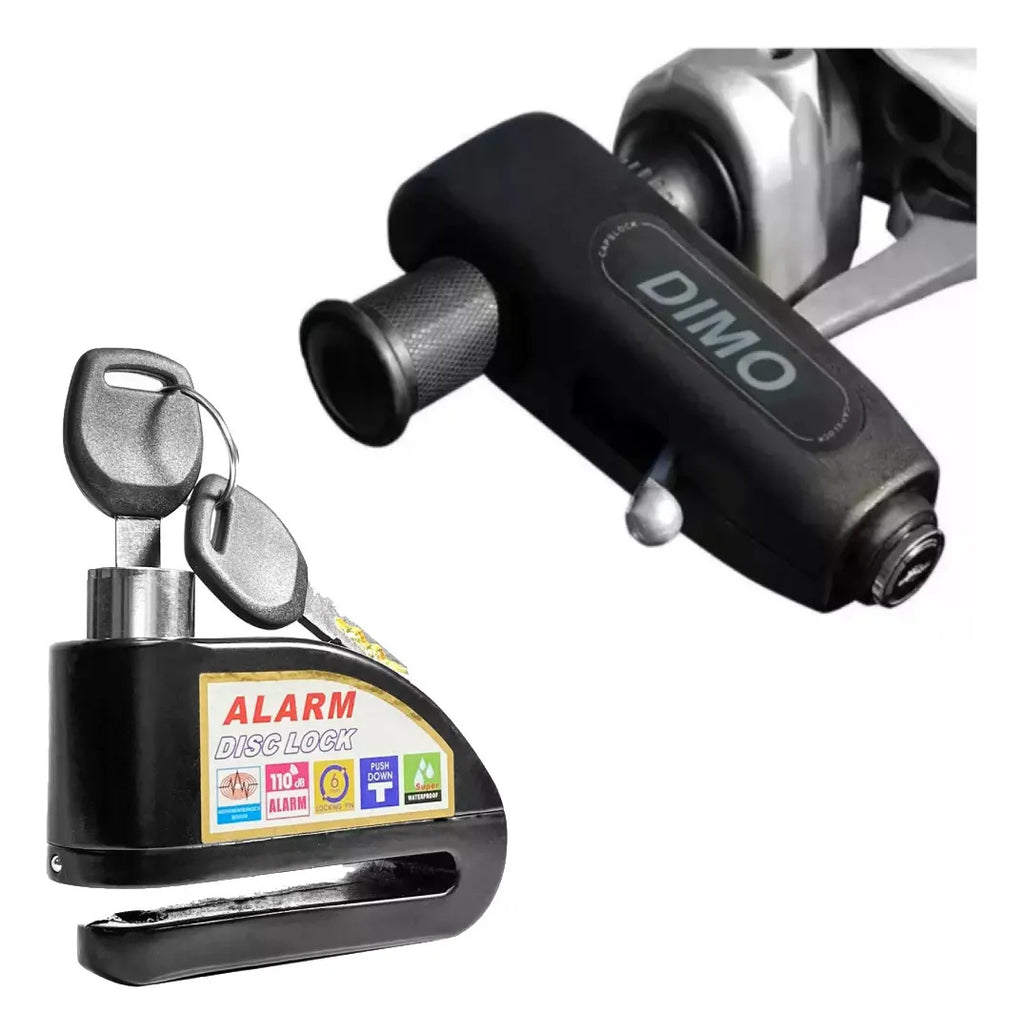 Candado Moto Alarma Freno De Disco + Candado Manillar Seguro
