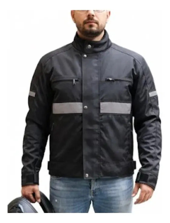 Chaqueta Protecciones Y Reflectiva Lona Cuerotex Moto Envío