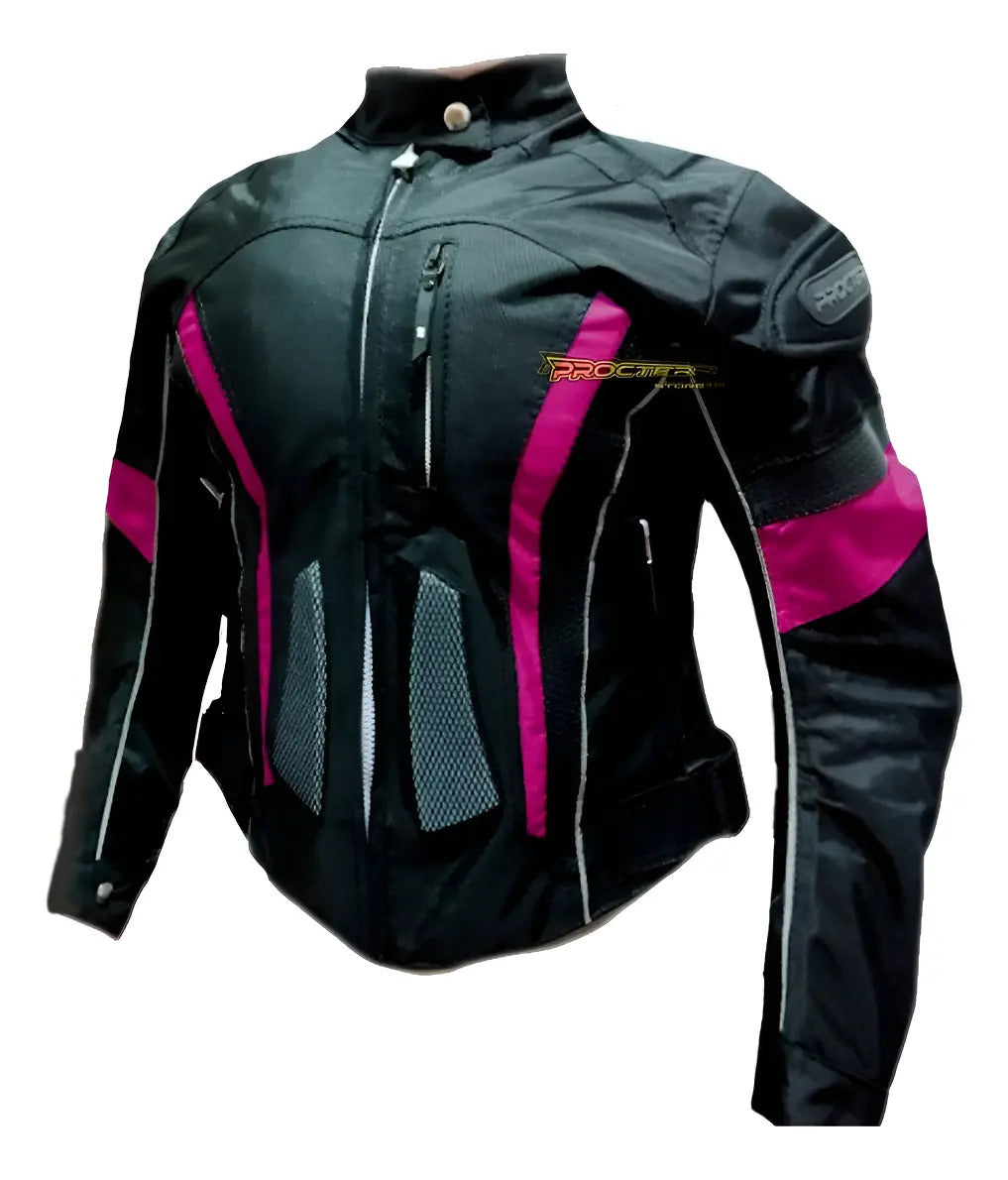 Chaqueta Con Protecciones Y Reflectiva Lona Mujer Moto Dama