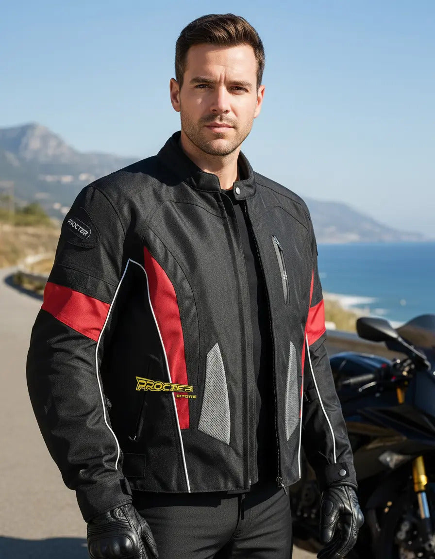 Chaqueta Protecciones Y Reflectiva Lona Cuerotex Moto Envío
