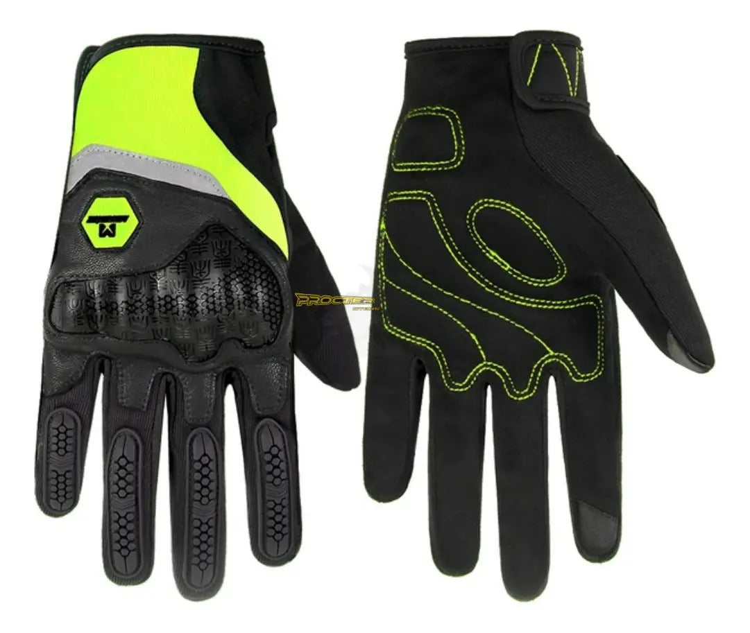 Guantes Para Moto Protección Cuero Y Microfibra Masontex