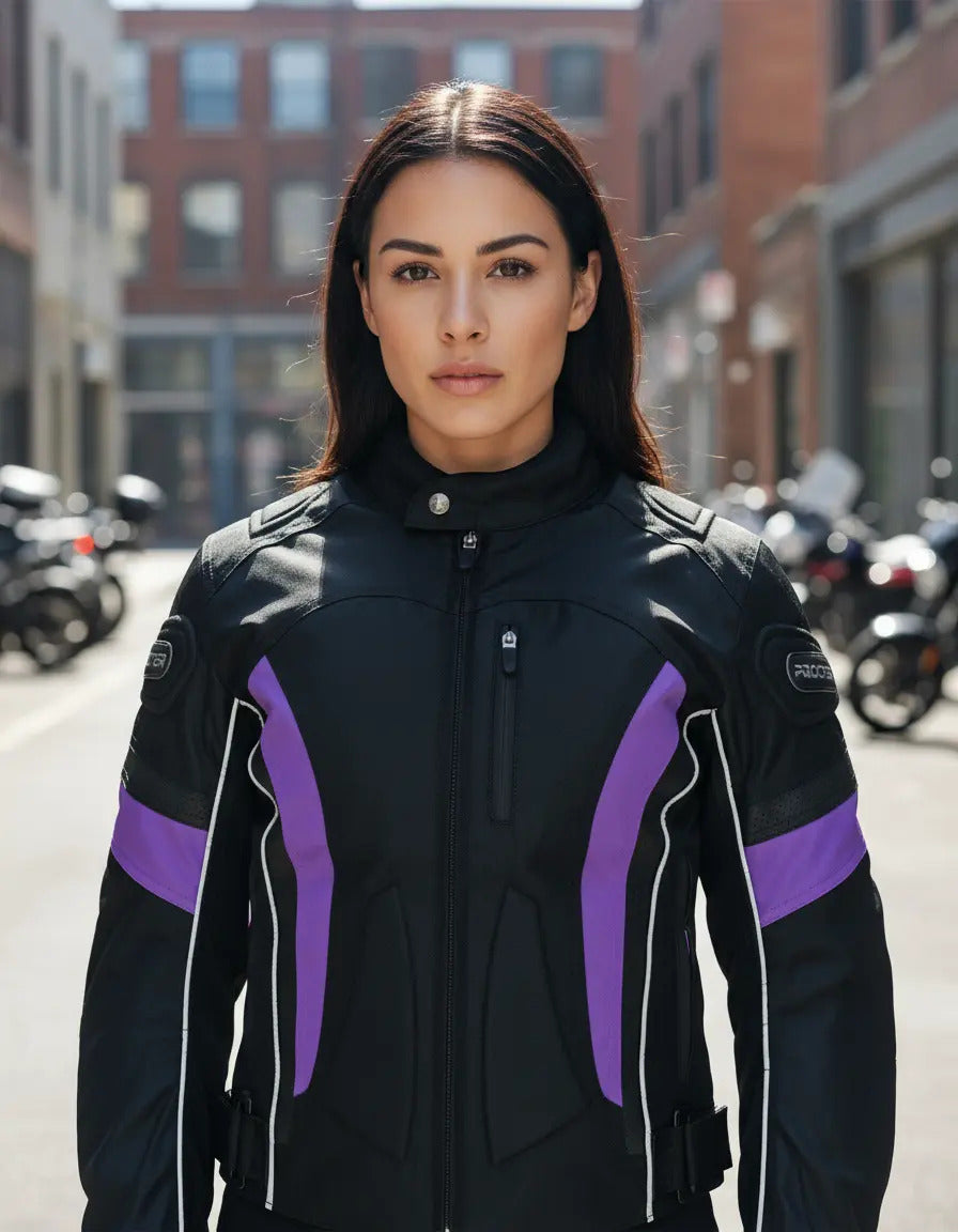 Chaqueta Con Protecciones Y Reflectiva Lona Mujer Moto Dama