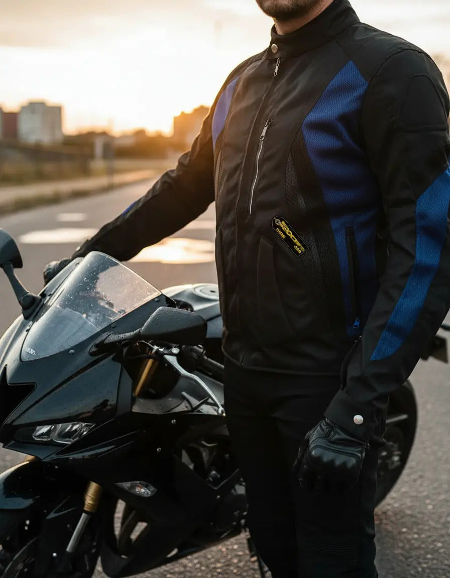 Chaqueta Protecciones Y Reflectiva Lona Cuerotex Moto Envío