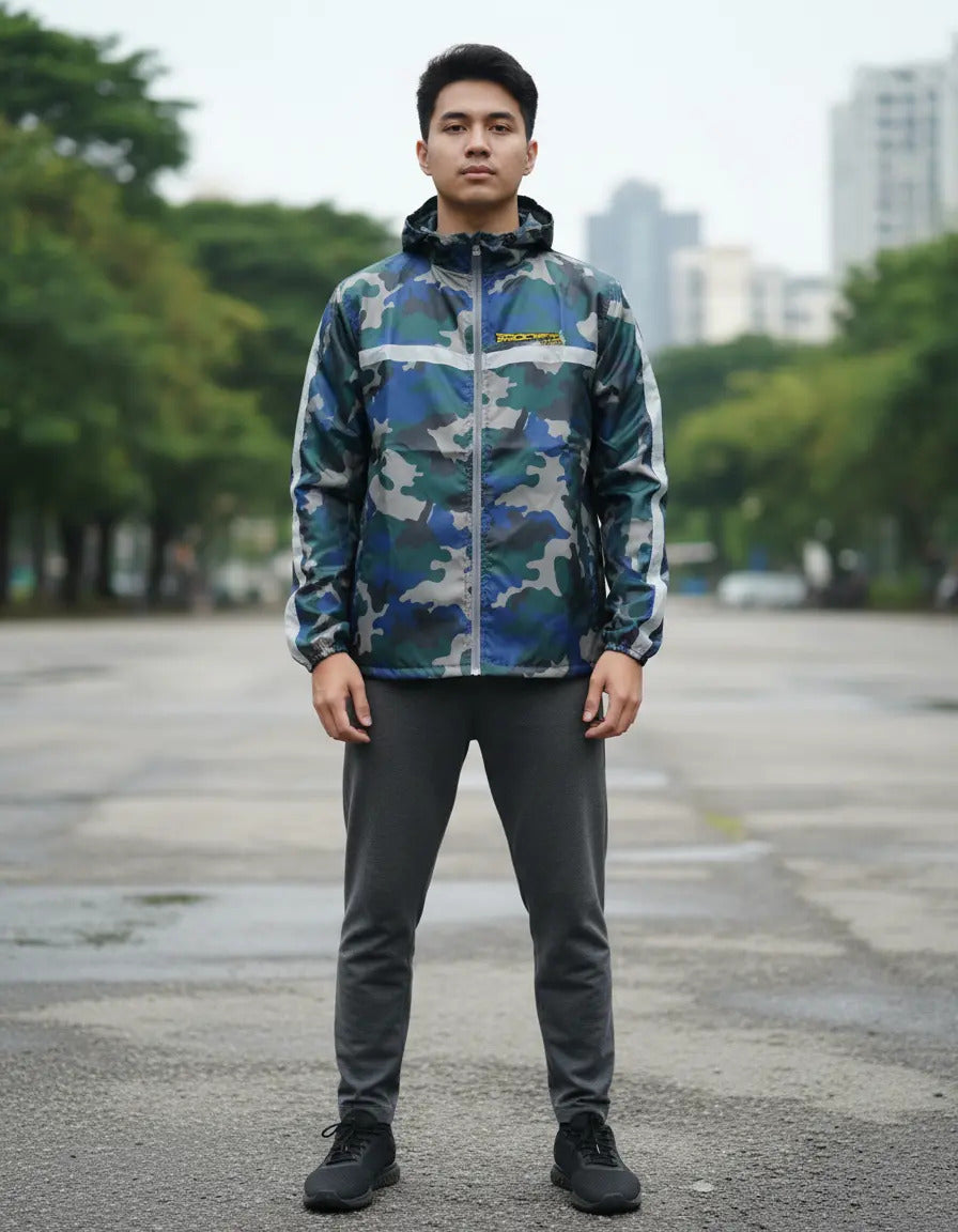 Chaqueta Camuflada Rompevientos Moto Bicicleta Reflectiva