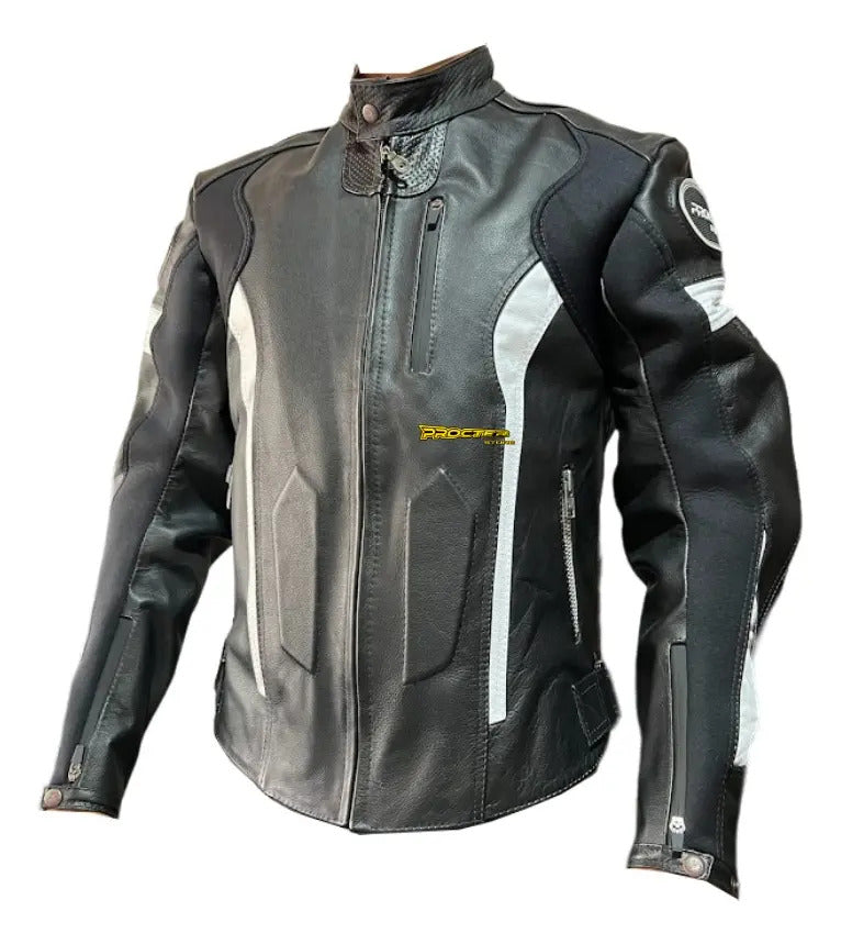 Chaqueta 100% Cuero Protección Reflectiva Moto Procter Msi
