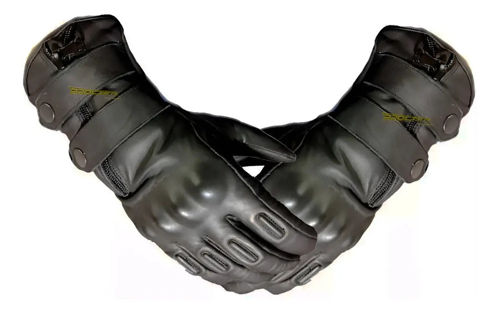Guantes 100% Cuero Caña Larga Térmico Impermeable Cafe Racer