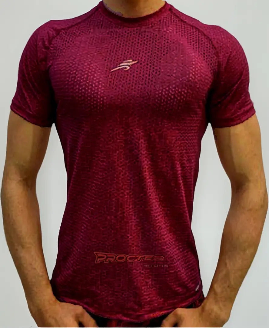 Camiseta En Malla Deportiva Slim Fit Manga Corta Gimnasio