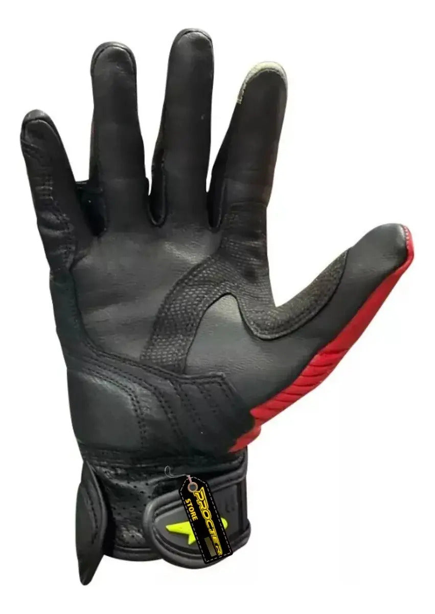 Guantes Cuero Deportivos Caña Media Para Motociclistas